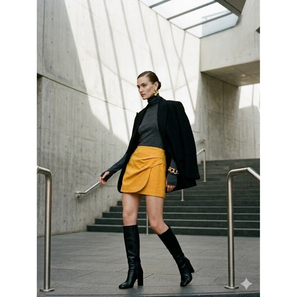 Chloe Mustard Draped Mini Skirt T40